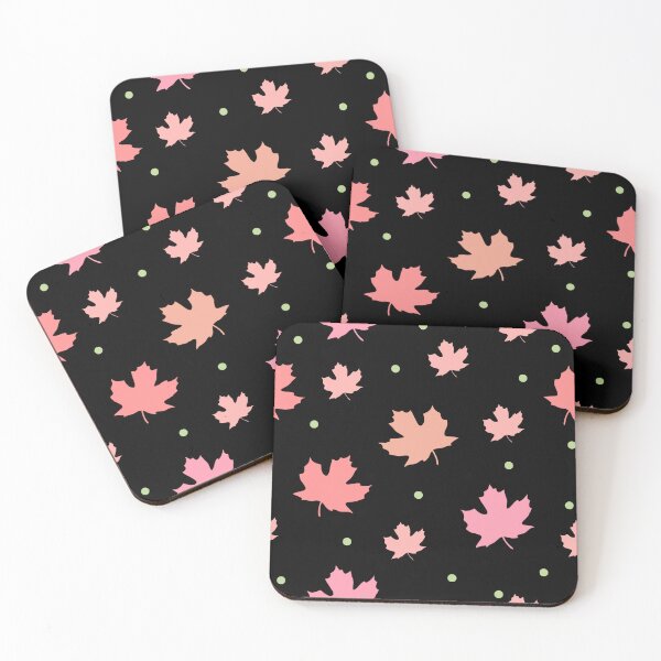 Item preview, Colorful maple leaves. Shades of orange and pastel pink on dark background. designed and sold by My-fake-places.