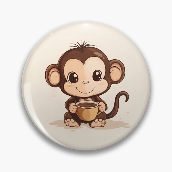 Item preview, Kawaii Cute Monkey with Coffee designed and sold by ArtPompon.