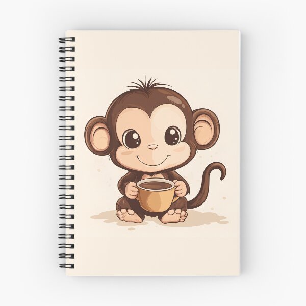 Item preview, Kawaii Cute Monkey with Coffee designed and sold by ArtPompon.