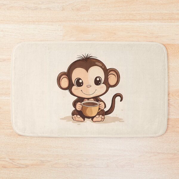 Item preview, Kawaii Cute Monkey with Coffee designed and sold by ArtPompon.