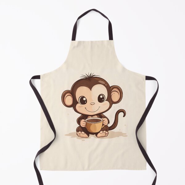Item preview, Kawaii Cute Monkey with Coffee designed and sold by ArtPompon.