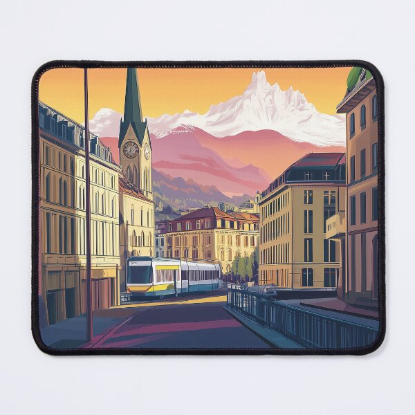 Item preview, Vintage Geneva Cityscape Art Print | Retro Swiss Travel Poster | Lake Geneva Wall Decor | Switzerland Souvenir Artwork | Mid-Century Modern Design designed and sold by nomiraclehere.