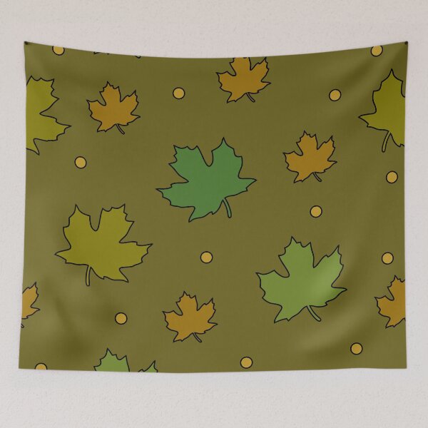 Item preview, Colorful maple leaves. Shades of dark green and brown on dark background. designed and sold by My-fake-places.