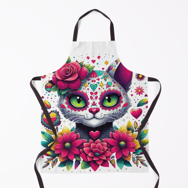 Item preview, Cute Sugar Skull Mexican Cat Flowers Fun Cute Art Lovers designed and sold by Oualid Art.