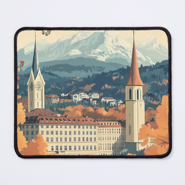 Item preview, Vintage Geneva Cityscape Art Print | Retro Swiss Travel Poster | Lake Geneva Wall Decor | Switzerland Souvenir Artwork | Mid-Century Modern Design designed and sold by nomiraclehere.