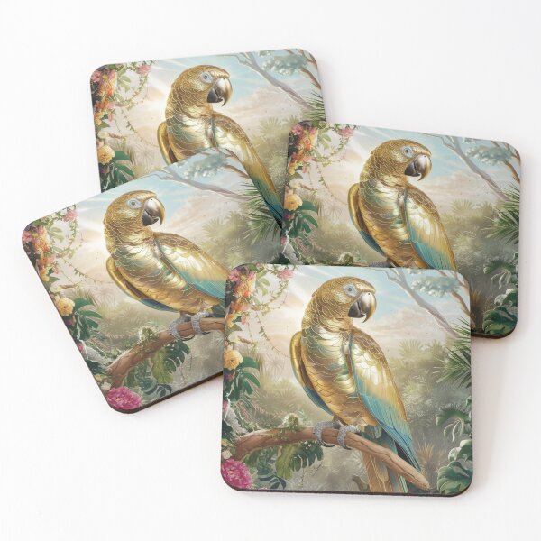 Item preview, Gold Metallic Parrot in Tropical Jungle designed and sold by whitecat23.