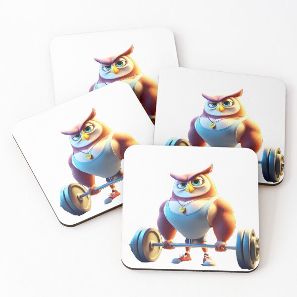 Item preview, Owl lifting weights designed and sold by LoveSports101.