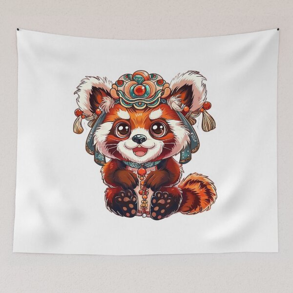 Item preview, Red Panda Lion Dancer. Chinese festival designed and sold by Anastasiia Yurevych.