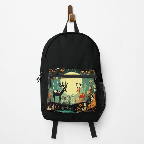 Item preview, Colourful deer in a autumn moonlit forests designed and sold by BeatnikBuddha.