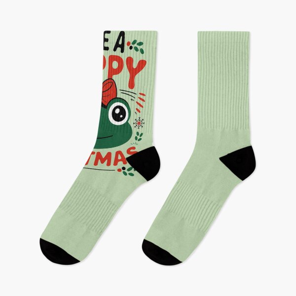 Item preview, Have a hoppy Christmas - funny cute girly frog lovers gift happy vintage retro green designed and sold by Fantasy Cache.