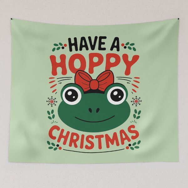 Item preview, Have a hoppy Christmas - funny cute girly frog lovers gift happy vintage retro green designed and sold by Fantasy Cache.