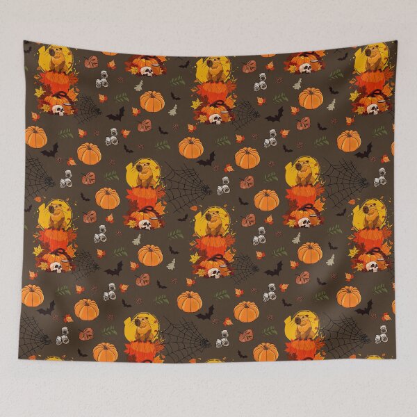 Item preview, Capybara Halloween pattern illustration. Pumpkin pattern for Halloween design designed and sold by Anastasiia Yurevych.