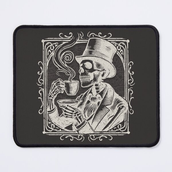 Item preview, Halloween Vintage Chalk Skeleton Drinking Coffee designed and sold by wolfkin-design.