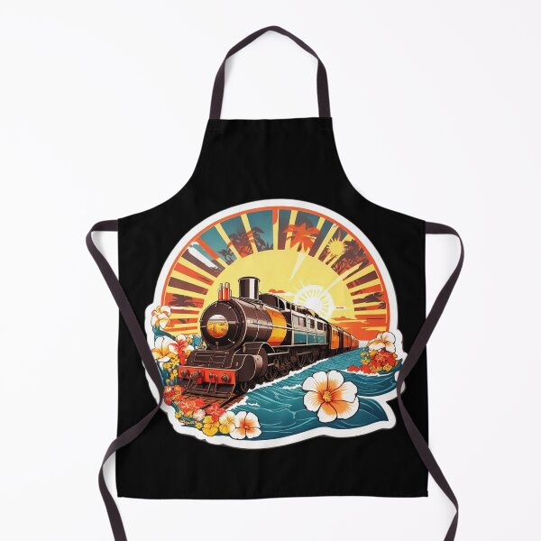 Item preview, Victorian Train on a Beach at Sunset Surrounded by Hawaiian Orchids designed and sold by NautiChic.