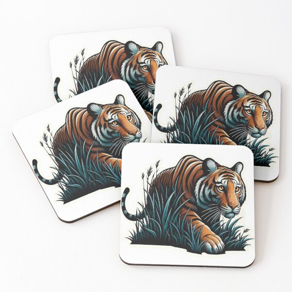 Item preview, Bengal Tiger Stalking Through Tall Grass: Witness the Stealth and Power of the Jungle Predator designed and sold by KreaDesignOne.