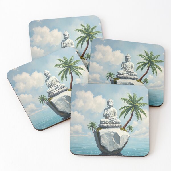 Item preview, The Buddha on a white marble rock designed and sold by MartialArtisan.