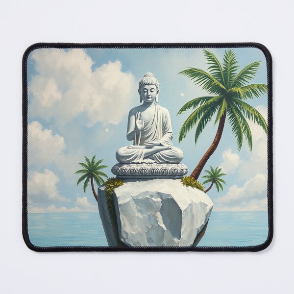 Item preview, The Buddha on a white marble rock designed and sold by MartialArtisan.