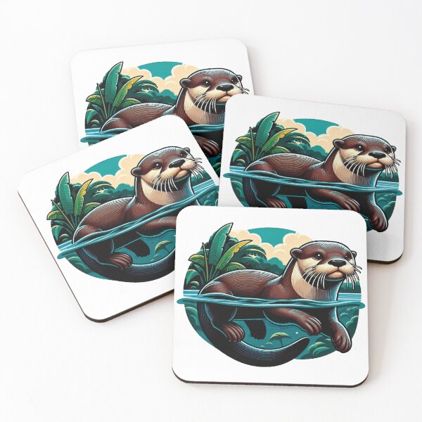 Item preview, Giant Otter Swimming in Amazon River: Discover the Grace and Strength of This Rare River Predator designed and sold by KreaDesignOne.