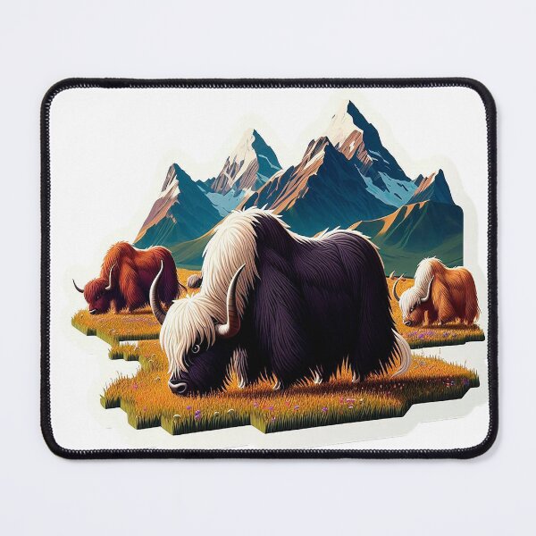 Item preview, Tibetan Yak Grazing in Serene Mountain Meadow: Experience the Majestic Calm of Himalayan Wildlife designed and sold by KreaDesignOne.
