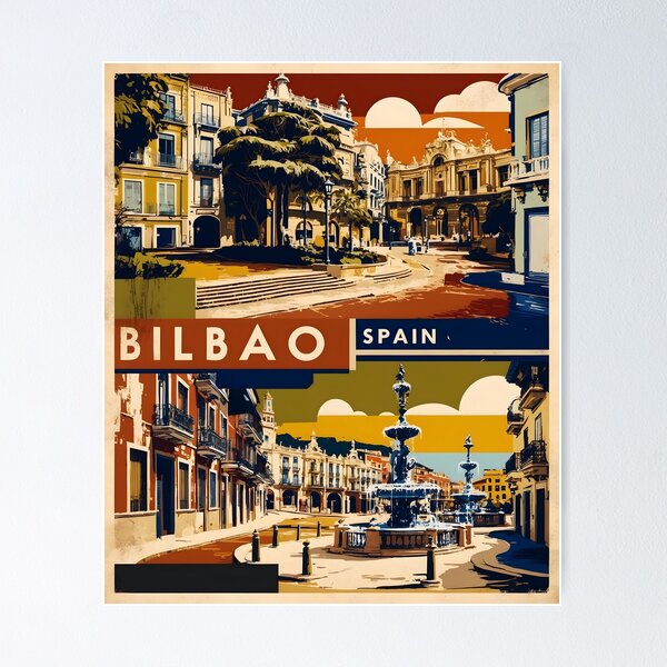 Vista previa del artículo con la obra «Bilbao España Viajes Vintage Turismo», diseñado y vendido por TravelersGems.