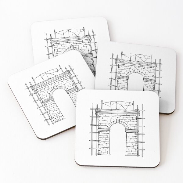 Item preview, Doodle of a stone arch with keystone and scaffolding designed and sold by rasagamastore.