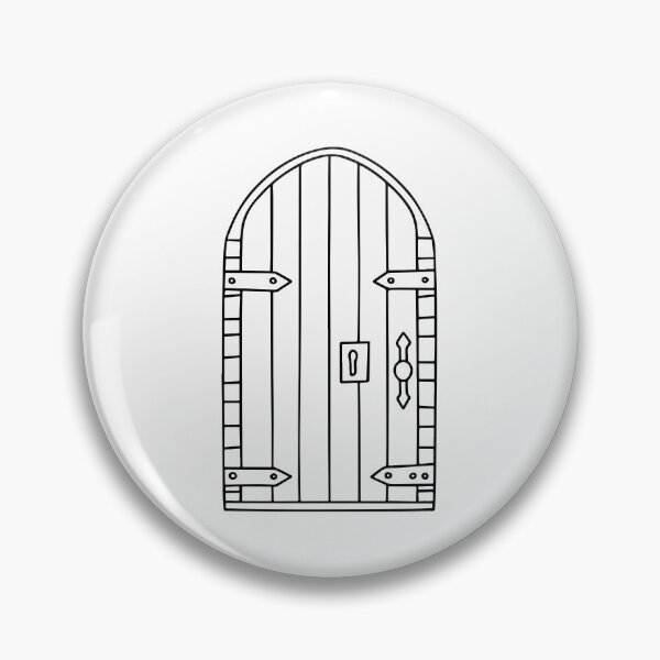 Item preview, Doodle of a wooden castle door with hinges designed and sold by rasagamastore.