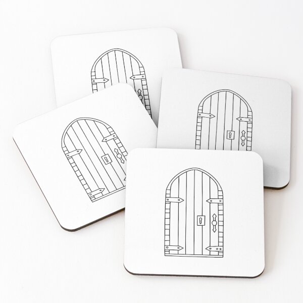 Item preview, Doodle of a wooden castle door with hinges designed and sold by rasagamastore.