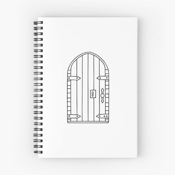 Item preview, Doodle of a wooden castle door with hinges designed and sold by rasagamastore.