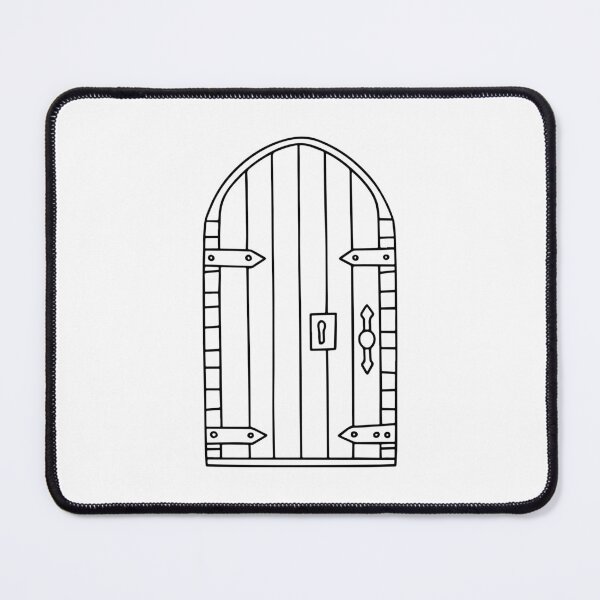 Item preview, Doodle of a wooden castle door with hinges designed and sold by rasagamastore.