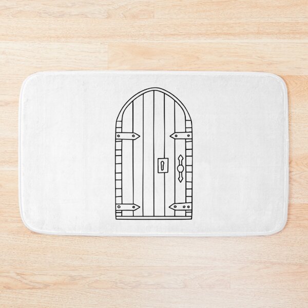 Item preview, Doodle of a wooden castle door with hinges designed and sold by rasagamastore.