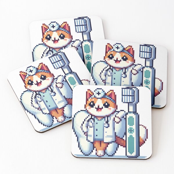 Item preview, Pixelart cat dentist with toothbrush designed and sold by NebulaLabs.