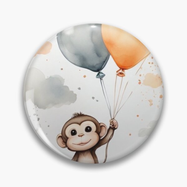Item preview, Cute Monkey with Two Balloons designed and sold by Pawsandco.