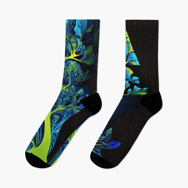 Item preview, Fractal Forest with neon green and electric blue for a vibrant, mystical design designed and sold by Tchoice.
