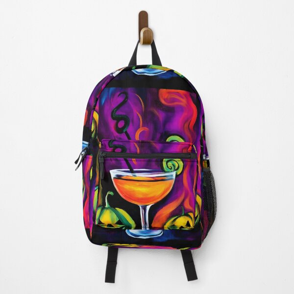 Item preview, Festive Halloween Cocktail Art with Twisting Black Straw and Carved Jack o Lanterns - Vivid Swirls Generative AI designed and sold by OlfactoART Studio.