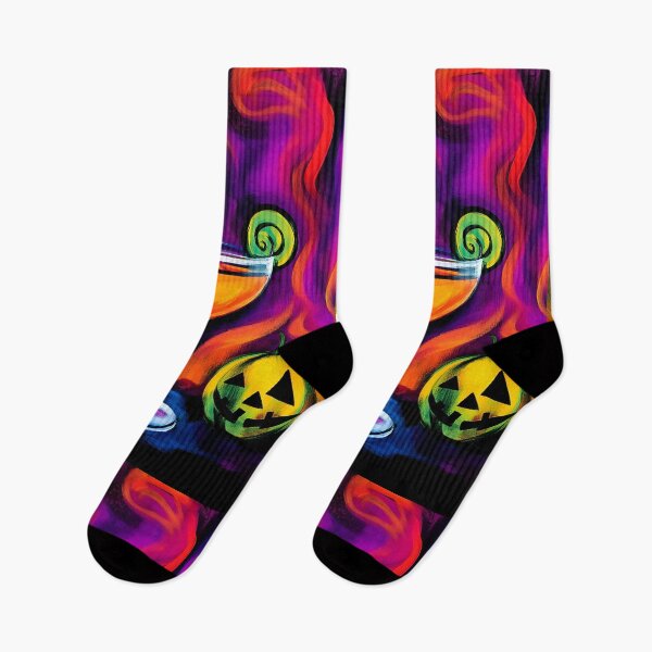 Item preview, Festive Halloween Cocktail Art with Twisting Black Straw and Carved Jack o Lanterns - Vivid Swirls Generative AI designed and sold by OlfactoART Studio.