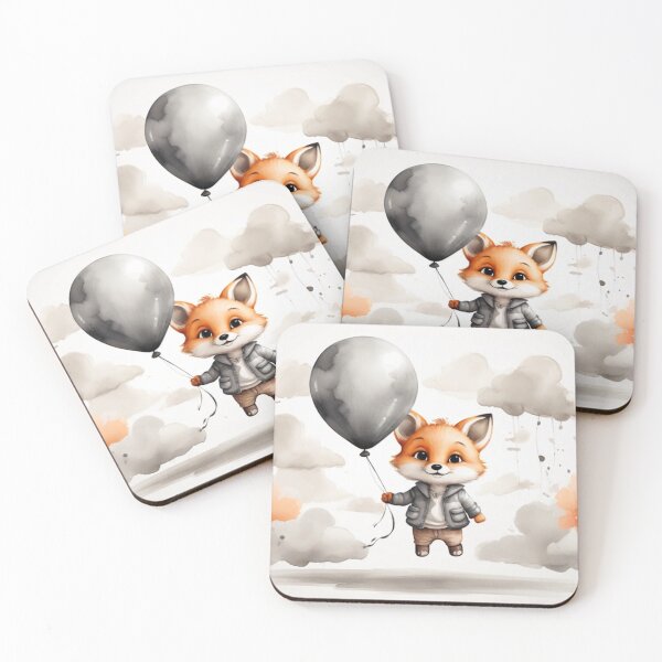 Item preview, Adorable Fox with Balloon designed and sold by Pawsandco.