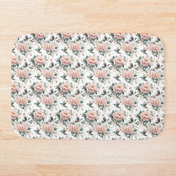 Item preview, Patrón vintage de peonías y colibríes designed and sold by Dots and Dashes Love.