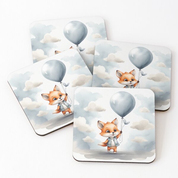Item preview, Happy Fox with Balloon designed and sold by Pawsandco.