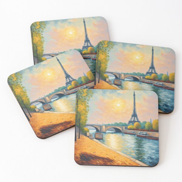 Item preview, A relaxing oil painting artwork Eiffel Tower Seine River in Paris, France designed and sold by Psycho-Crazy.