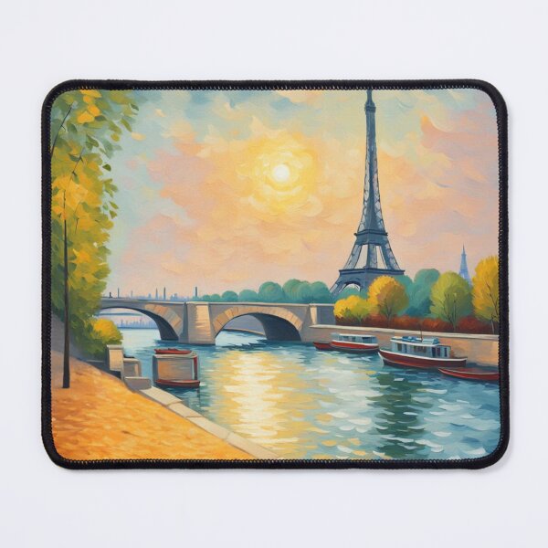Item preview, A relaxing oil painting artwork Eiffel Tower Seine River in Paris, France designed and sold by Psycho-Crazy.