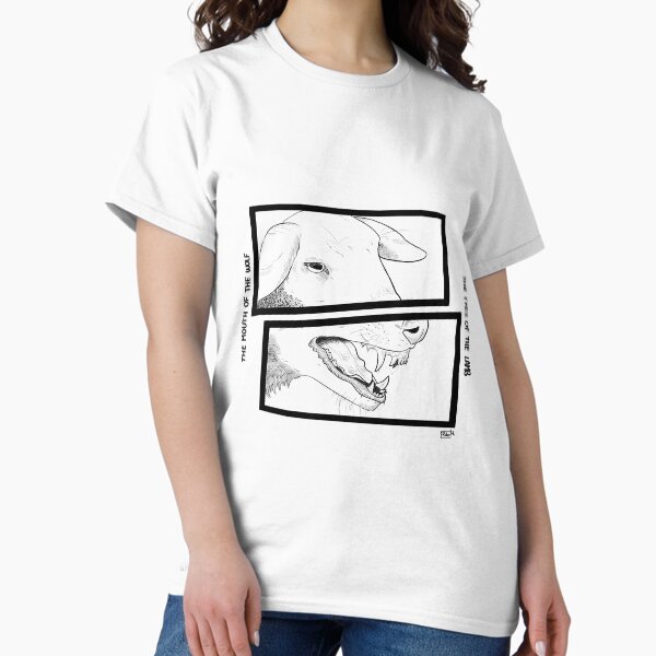 Item preview, mouth of the wolf / eyes of the lamb (black on white version) designed and sold by ruben-wlfhrt.