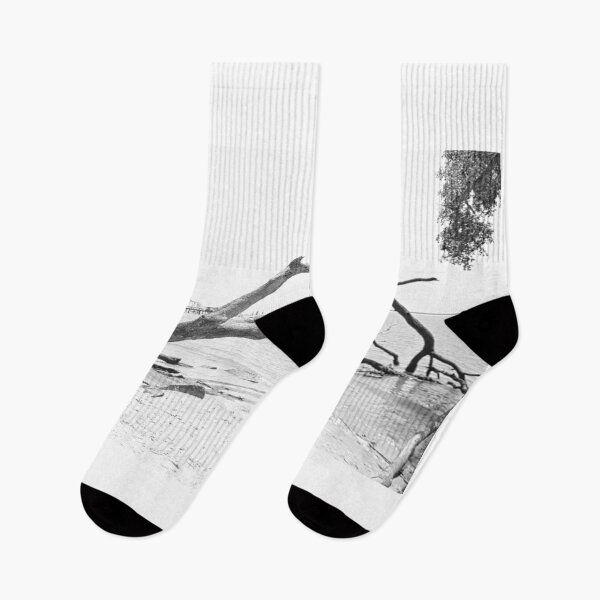 Item preview, Driftwood At Fort Fremont Beach Beaufort South Carolina Black And White designed and sold by LisaWootenPhoto.