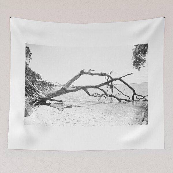 Item preview, Driftwood At Fort Fremont Beach Beaufort South Carolina Black And White designed and sold by LisaWootenPhoto.