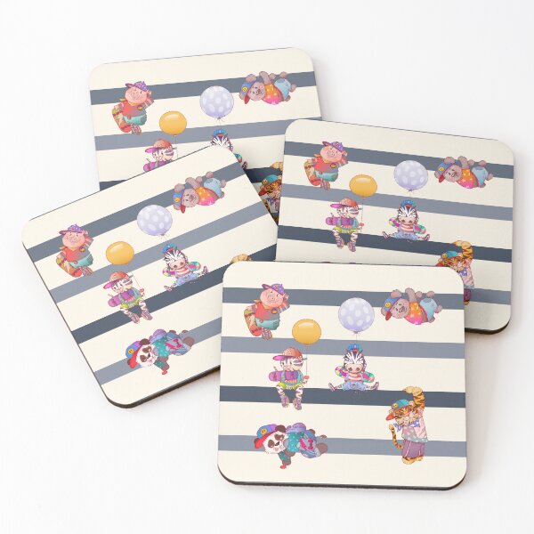 Item preview, Cute skateboarder animals playground with blue stripes designed and sold by Franco Moody.