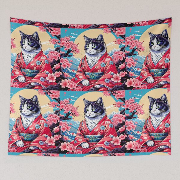 Item preview, cute kimono cat with sakura and japanese style designed and sold by Catophile.