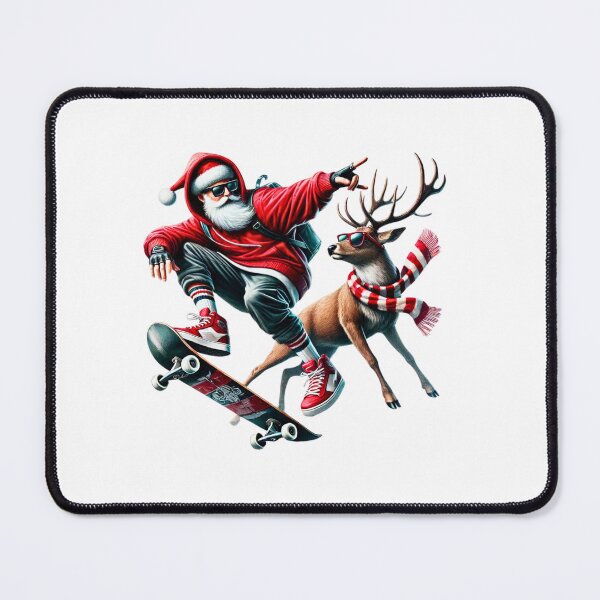 Item preview, Cool Santa skateboarding with reindeer in sunglasses designed and sold by doodlelike.