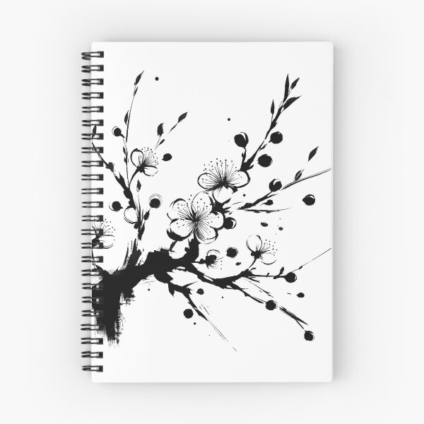 Item preview, Minimalist Black & White Sakura Branch Design for Modern Spaces designed and sold by PandaTShirtShop.
