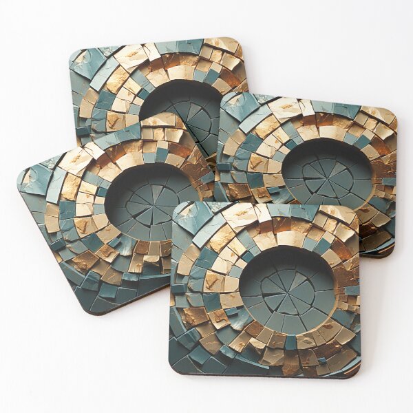 Item preview, Geometric - Wall Circle Gold and Teal designed and sold by KootenayDesigns.