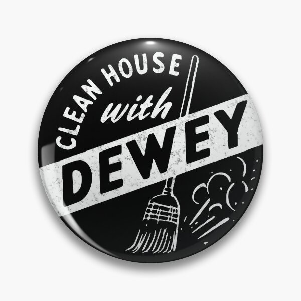 Item preview, US Political History Campaign Button Clean House with Dewey designed and sold by chrisrivait.