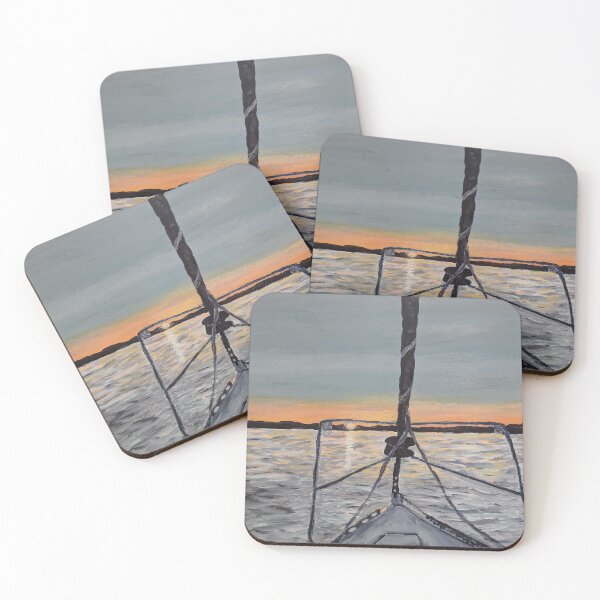 Item preview, Sailing Yacht Anchored at Sunset designed and sold by bethanyivy.